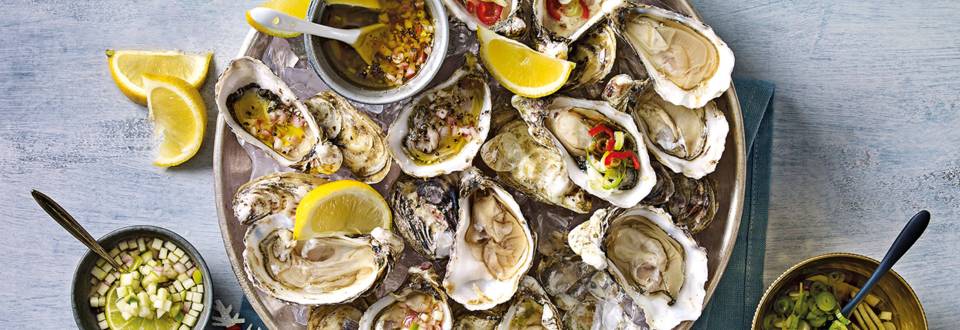 Zeeuwse oesters met drie zelfgemaakte vinaigrettes
